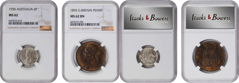 MIXED LOTS. Duo of Mixed Denominations (2 Pieces), 1892-1936. Both NGC Certified...