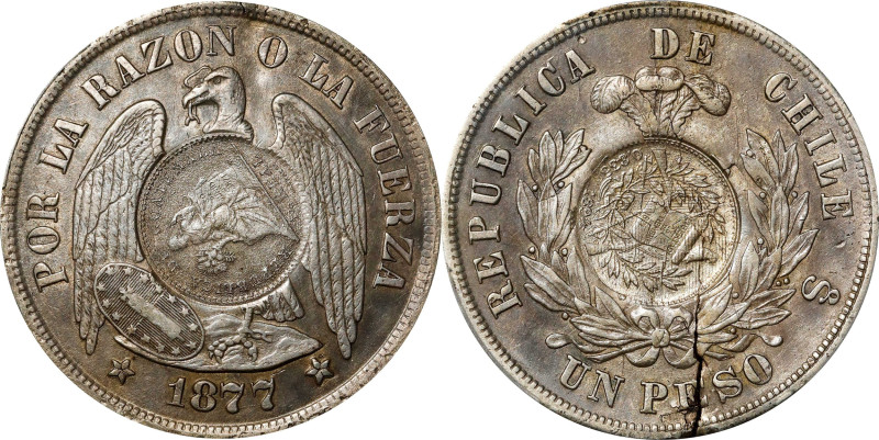 GUATEMALA. Guatemala - Chile. Peso, 1894. Guatemala City Mint. PCGS AU-50, C/M: ...