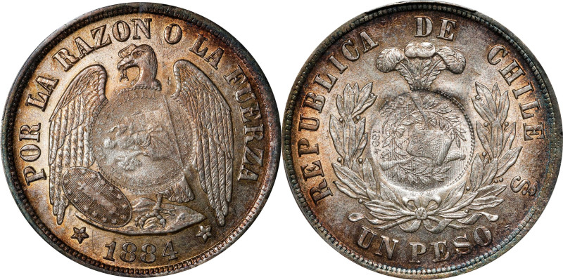 GUATEMALA. Guatemala - Chile. Peso, 1894. Guatemala City Mint. PCGS MS-62, C/M: ...