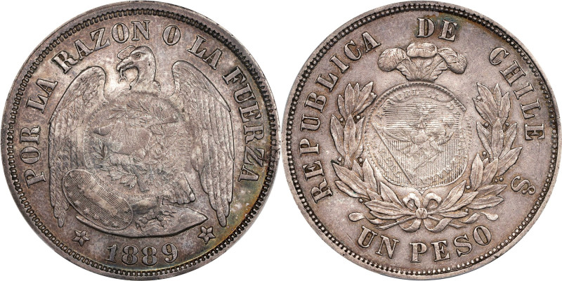 GUATEMALA. Guatemala - Chile. Peso, 1894. Guatemala City Mint. PCGS AU-50; Count...