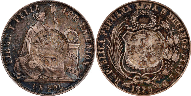 GUATEMALA. Guatemala - Peru. Peso, 1894. PCGS EF-45, Countermark: UNC Details.
...