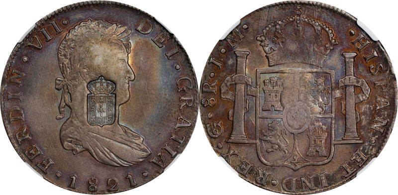 PORTUGAL. Portugal - Mexico. 870 Reis, ND (1834). Maria II. NGC EF Details--Clea...