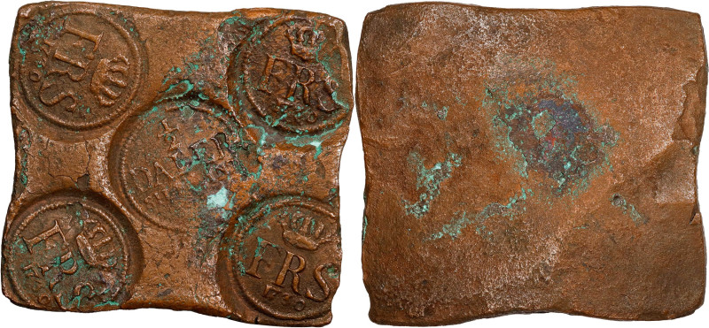 SWEDEN. Nicobar, Sunk 11 July 1783. 1/2 Daler Plate Money, 1730. Avesta Mint. Fr...