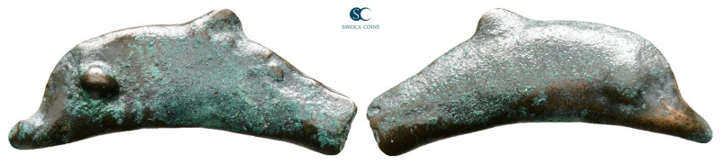 Scythia. Olbia circa 437-410 BC. 
Cast dolphin Æ

24 mm, 1,51 g



Very F...