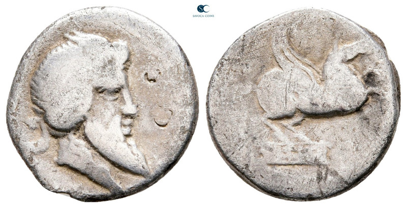 Q. Titius 90 BC. Rome
Denarius AR

17 mm, 3,37 g



Fine