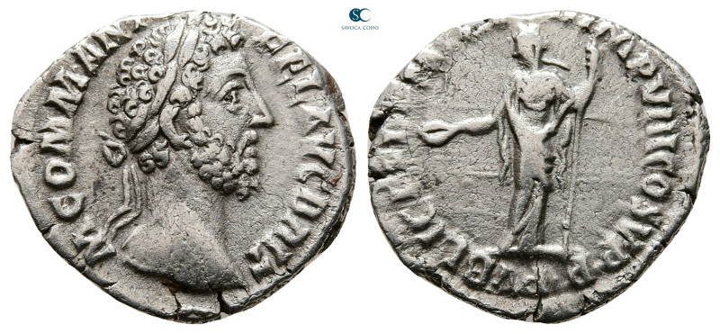 Commodus AD 180-192. Rome
Denarius AR

19 mm, 2,40 g



Very Fine