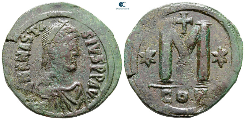 Anastasius I AD 491-518. Constantinople
Follis or 40 Nummi Æ

37 mm, 17,71 g...