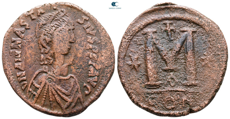 Anastasius I AD 491-518. Constantinople
Follis or 40 Nummi Æ

35 mm, 16,98 g...