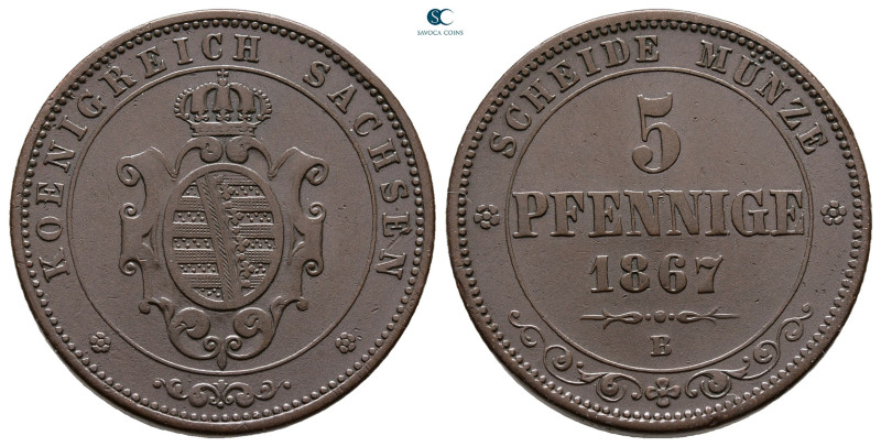 Germany. Sachsen. Johann AD 1854-1873. 
5 Pfennig CU 1867

25 mm, 7,32 g

...