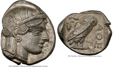 ATTICA. Athens. Ca. 440-404 BC. AR tetradrachm (25mm, 17.13 gm, 4h). NGC Choice AU 4/5 - 3/5. Mid-mass coinage issue. Head of Athena right, wearing ea...