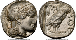 ATTICA. Athens. Ca. 440-404 BC. AR tetradrachm (24mm, 17.17 gm, 1h). NGC Choice AU 3/5 - 4/5. Mid-mass coinage issue. Head of Athena right, wearing ea...