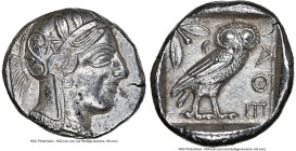 ATTICA. Athens. Ca. 440-404 BC. AR tetradrachm (26mm, 17.18 gm, 7h). NGC AU 5/5 - 4/5. Mid-mass coinage issue. Head of Athena right, wearing earring, ...