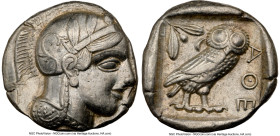 ATTICA. Athens. Ca. 440-404 BC. AR tetradrachm (26mm, 17.17 gm, 1h). NGC Choice XF 5/5 - 4/5. Mid-mass coinage issue. Head of Athena right, wearing ea...