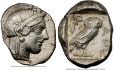 ATTICA. Athens. Ca. 440-404 BC. AR tetradrachm (26mm, 17.16 gm, 1h). NGC Choice XF 5/5 - 4/5. Mid-mass coinage issue. Head of Athena right, wearing ea...