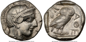 ATTICA. Athens. Ca. 440-404 BC. AR tetradrachm (24mm, 17.15 gm, 7h). NGC Choice XF 5/5 - 3/5. Mid-mass coinage issue. Head of Athena right, wearing ea...