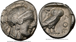 ATTICA. Athens. Ca. 440-404 BC. AR tetradrachm (24mm, 17.20 gm, 1h). NGC XF 4/5 - 4/5. Mid-mass coinage issue. Head of Athena right, wearing earring, ...