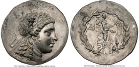 AEOLIS. Myrina. Ca. mid-2nd century BC. AR tetradrachm (34mm, 16.60 gm, 1h). NGC AU 4/5 - 3/5, light marks. Laureate head of Apollo right / MYPINAIΩN,...