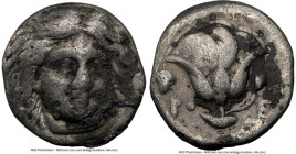 CARIAN ISLANDS. Rhodes. Ca. 316-305 BC. AR hemidrachm (11mm, 12h). NGC Choice Fine. Head of Helios facing, turned slightly right / POΔION, rose with s...