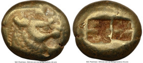 LYDIAN KINGDOM. Alyattes or Walwet (ca. 610-546 BC). EL third-stater or trite (12mm, 4.74 gm). NGC Choice Fine 4/5 - 3/5, countermark. Lydo-Milesian s...