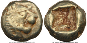 LYDIAN KINGDOM. Alyattes or Walwet (ca. 610-546 BC). EL 1/12 stater or hemihecte (7mm, 1.17 gm). NGC VF 5/5 - 3/5, countermarks. Lydo-Milesian standar...