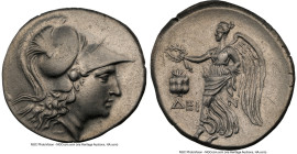 PAMPHYLIA. Side. Ca. 3rd-2nd centuries BC. AR tetradrachm (27mm, 17.01 gm, 11h). NGC Choice XF 5/5 - 4/5. Dein(o)-, magistrate. Head of Athena right, ...