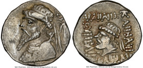 ELYMAIS KINGDOM. Kamnaskires V (ca. 54-32 BC). AR tetradrachm (25mm, 12.74 gm, 12h). NGC Choice VF 3/5 - 3/5. Seleucia ad Hedyphon. Diademed, draped b...