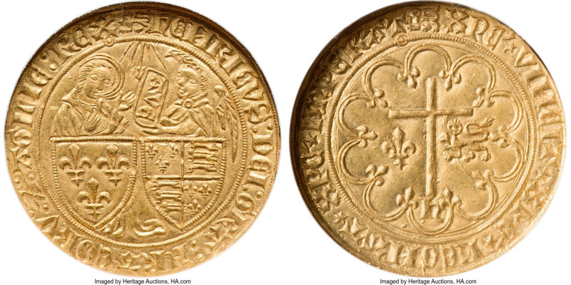 Anglo-Gallic. Henry VI gold Salut d'Or ND (1422-1453) MS62 NGC, Rouen mint, Lion...