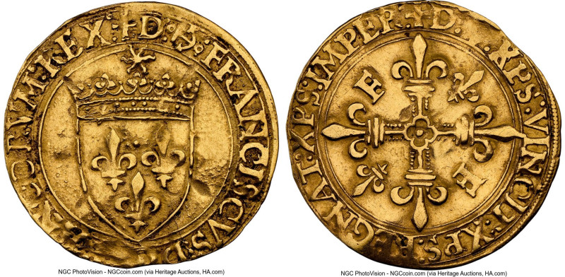 François I (1515-1547) gold Ecu d'Or au soleil ND (from 1519) AU Details (Cleane...