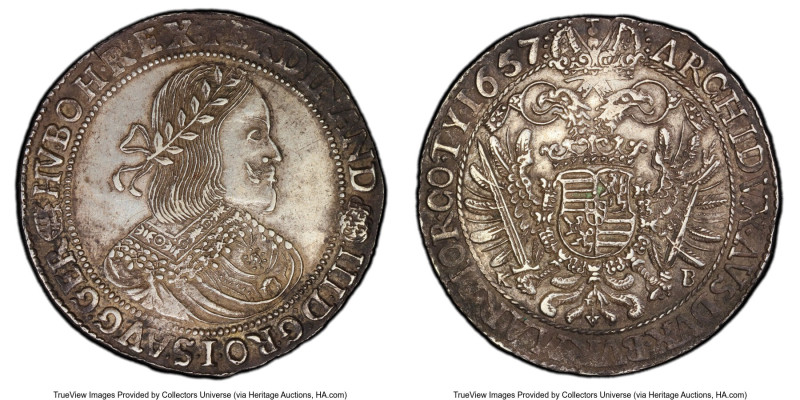 Ferdinand III Taler 1657-KB XF Details (Environmental Damage) PCGS, Kremnitz min...