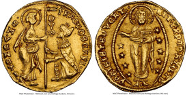 Venice. Francesco Foscari gold Ducat ND (1423-1457) MS63 NGC, Fr-1232. 3.53gm. FRAC FOSCARI DVX | • SM • VЄNЄTI, St. Mark standing right presenting ba...