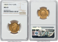 Umberto I gold 20 Lire 1882-R MS63 NGC, Rome mint, KM21, Fr-21. HID09801242017 © 2023 Heritage Auctions | All Rights Reserved