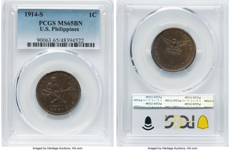 USA Administration Centavo 1914-S MS65 Brown PCGS, San Francisco mint, KM163. HI...