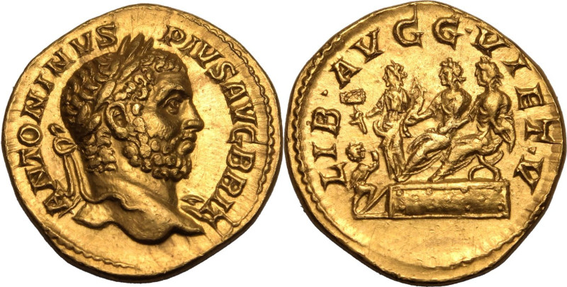 ROMAN EMPIRE. Caracalla. 
Gold aureus, AD 210-213. Rome. 
Obv: ANTONINVS PIVS ...