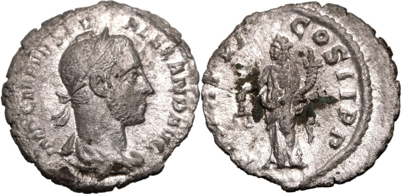 ROMAN EMPIRE. Severus Alexander. 
Silver/Bronze fourr&eacute;e denarius, AD 227...