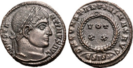 ROMAN EMPIRE. Constantine I 'the Great'. 
Billon nummus, AD 320-321. Siscia. 
Obv: CONSTANTINVS AVG, laureate head right. Rev: D N CONSTANTINI MAX A...