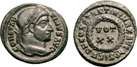 ROMAN EMPIRE. Constantine I 'the Great'. 
Billon nummus, AD 321-324. Siscia. 
Obv: CONSTANTINVS AVG, laureate head right. Rev: D N CONSTANTINI MAX A...