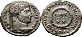 ROMAN EMPIRE. Constantine I 'the Great'. 
Billon nummus, AD 324. Thessalonica. 
Obv: CONSTANTINVS AVG, laureate head right. Rev: D N CONSTANTINI MAX...