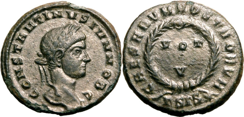 ROMAN EMPIRE. Constantine II (Caesar). 
Billon nummus, AD 320-321. Siscia. 
Ob...