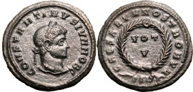 ROMAN EMPIRE. Constantine II (Caesar). 
Billon nummus, AD 321-324. Siscia. 
Obv: CONSTANTINVS IVN NOB C, laureate head right. Rev: CAESARVM NOSTRORV...