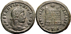 ROMAN EMPIRE. Constantine II (Caesar). 
Billon nummus, AD 326-327. Siscia. 
Obv: CONSTANTINVS IVN NOB C, laureate head right. Rev: PROVIDENTIAE CAES...