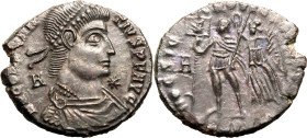 ROMAN EMPIRE. Constantius II. 
Billon centenionalis, AD 350. Siscia. 
Obv: D N CONSTANTIVS P F AVG, pearl-diademed, draped and cuirassed bust right;...