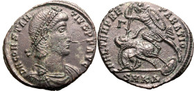 ROMAN EMPIRE. Constantius II. 
Billon centenionalis, AD 351-354. Cyzicus. 
Obv: D N CONSTANTIVS P F AVG, pearl-diademed, draped and cuirassed bust r...