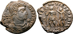 ROMAN EMPIRE. Vetranio. 
Billon centenionalis, AD 350. Siscia. 
Obv: D N VETRANIO P F AVG, laureate, draped and cuirassed bust right; A-star flankin...