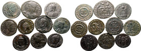 ROMAN EMPIRE. Various Emperors. 
Billon/Bronze 10 x bi/ae denominations, 3rd-4th centuries AD. 
Lot of 10 BI/AE Denominations
Very Fine - About Ext...