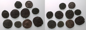 ROMAN EMPIRE. Various Emperors. 
Billon/Bronze 10 x bi/ae denominations, 3rd-4th centuries AD. 
Lot of 10 BI/AE Denominations
About Very Fine-Good ...