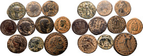 ROMAN EMPIRE. Various Emperors. 
Bronze 10 x ae denominations, 3rd-4th centuries AD. 
Lot of 10 AE Denominations.
Near Very Fine-Very Fine. 

Wei...