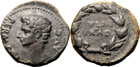 ROMAN PROVINCIAL. HISPANIA, IULIA TRADUCTA. Augustus. 
Bronze as, 27 BC - AD 14. 
Obv: PERM CAES AVG, bare head left. Rev: IVLIA TRAD, written in tw...