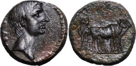 ROMAN PROVINCIAL. MACEDON, PHILIPPI(?). Augustus. 
Bronze ae18, 27 BC - AD 14. 
Obv: AVG, bare head right. Rev: two priests ploughing right.
About ...