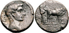 ROMAN PROVINCIAL. MACEDON, PHILIPPI(?). Augustus. 
Bronze ae18, 27 BC - AD 14. 
Obv: AVG, bare head right. Rev: two priests ploughing right.
Good V...