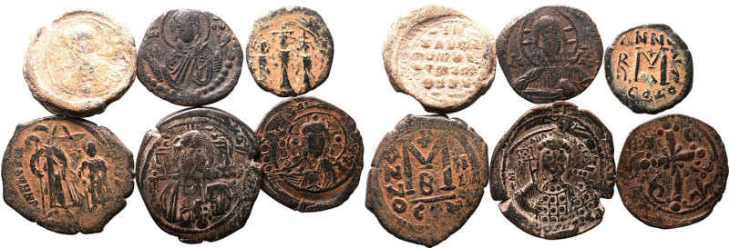 BYZANTINE EMPIRE. Various Rulers. 
Bronze/Lead 6 x ae/pb denominations, 6th-12t...